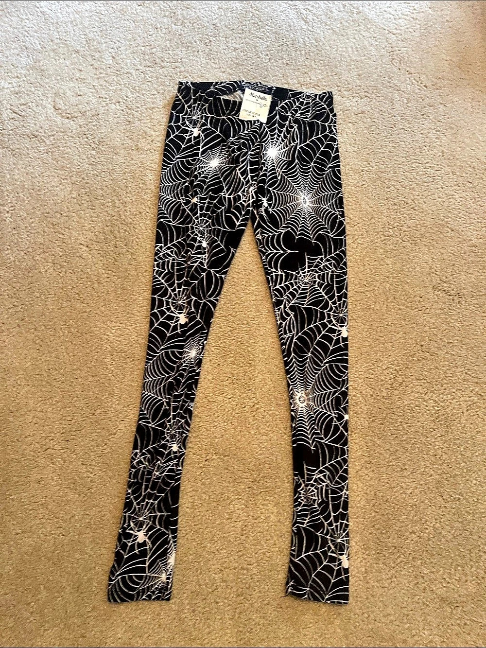 Just One Spiderweb Print Leggings in Black & White Size Medium
